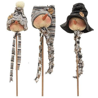 Snowy Snowman Wand, 3 Asstd. designs sold individually (not as a set) - The Fox Decor